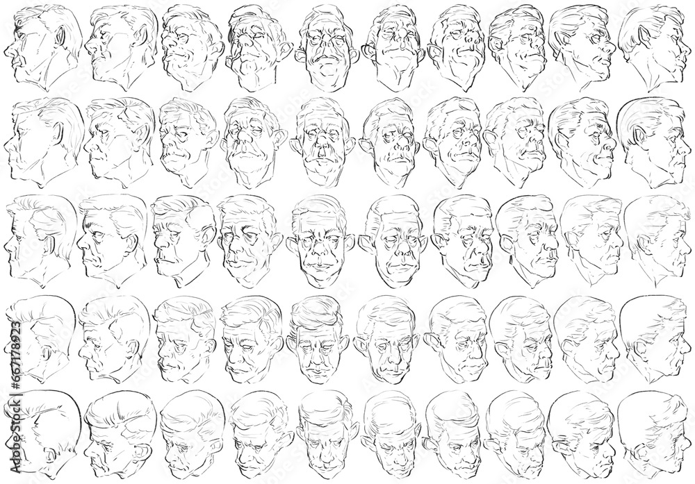 50 Heads - Digital Art (3D to 2D)