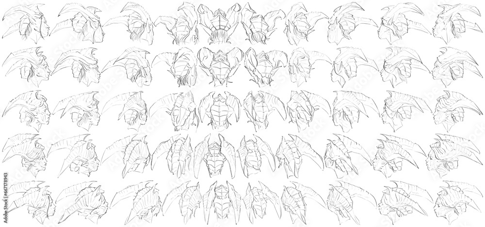 50 Heads - Digital Art (3D to 2D)