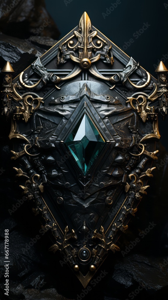 Fototapeta premium black magic diamond shield