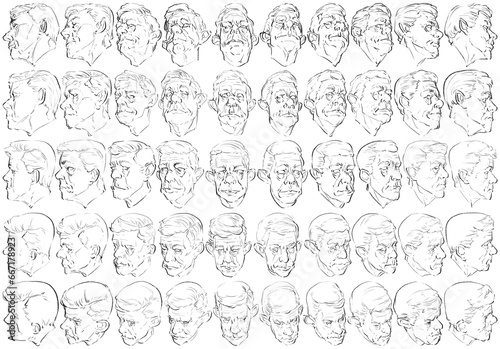 50 Heads - Digital Art (3D to 2D)