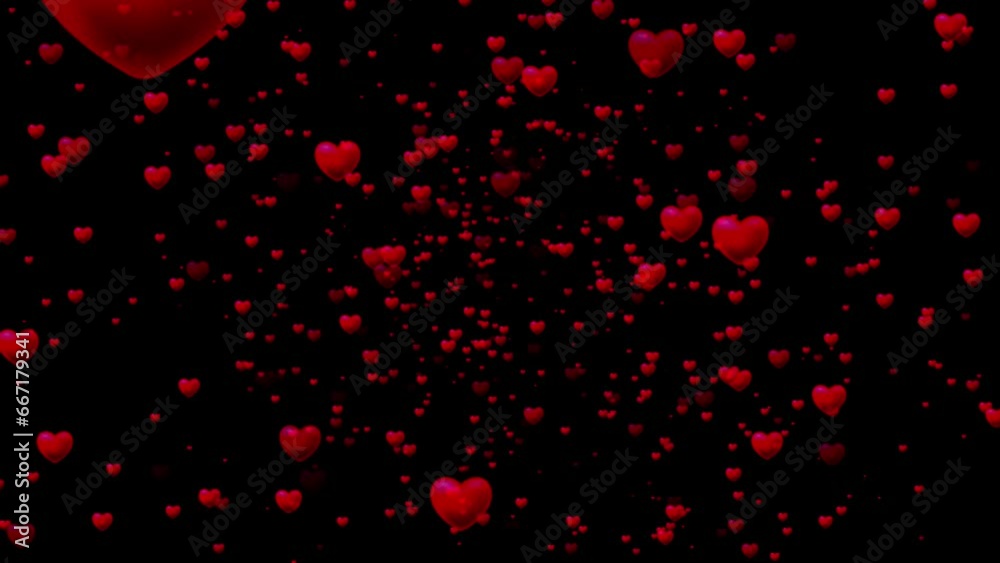Love black and red motion background. Loop video, Red Hearts motion. Love black and red motion background. Loop video, Red Hearts motion.