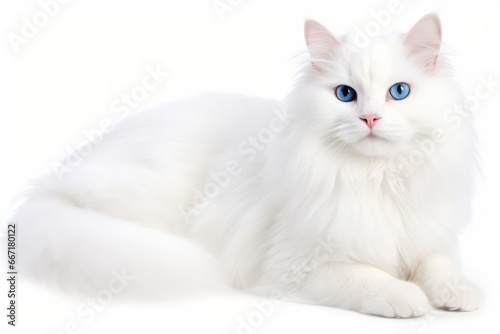 An adorable high-key portrait of a fluffy kitten against a soft white backdrop. The kitten's innocent expression and soft fur make it an irresistible subject for cat lover