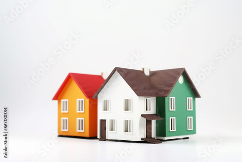 Miniature houses on white background, real estate and property concept. © Ahsan ullah