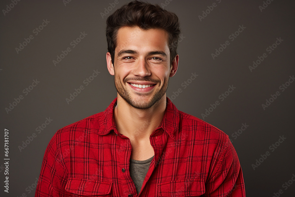 Obraz premium Generative ai image of brutal handsome nice man isolated on dark grey color background