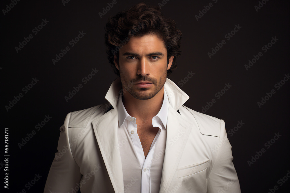 Generative ai image of brutal handsome nice man isolated on dark grey color background Generative ai image of brutal handsome nice man isolated on dark grey color background