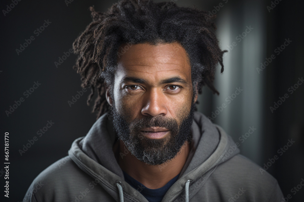 Fototapeta premium Generative ai technology portrait of attractive young man outdoors town city streets