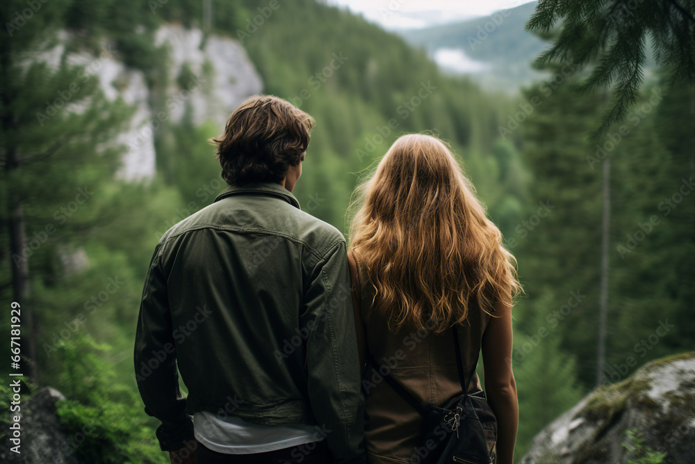 Picture generative ai concept of a beautiful couple traveling together enjoying their honeymoon Picture generative ai concept of a beautiful couple traveling together enjoying their honeymoon