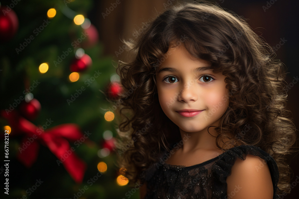 Image created with generative AI of a cute charming girl celebrate magic winter new year time Image created with generative AI of a cute charming girl celebrate magic winter new year time