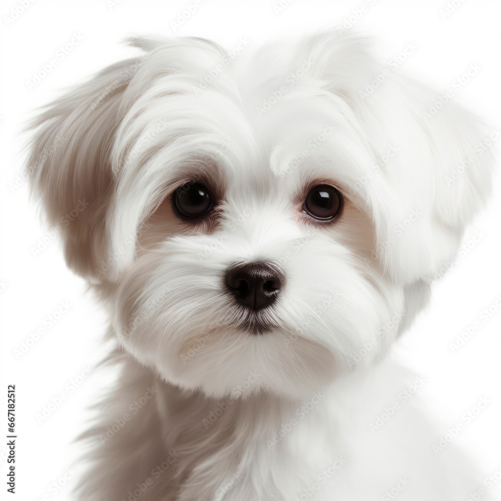 portrait of a maltese dog isolated on a white background. ai generative
