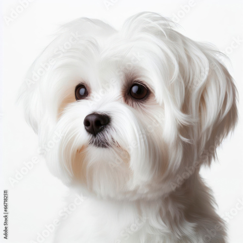 portrait of a maltese dog isolated on a white background. ai generative