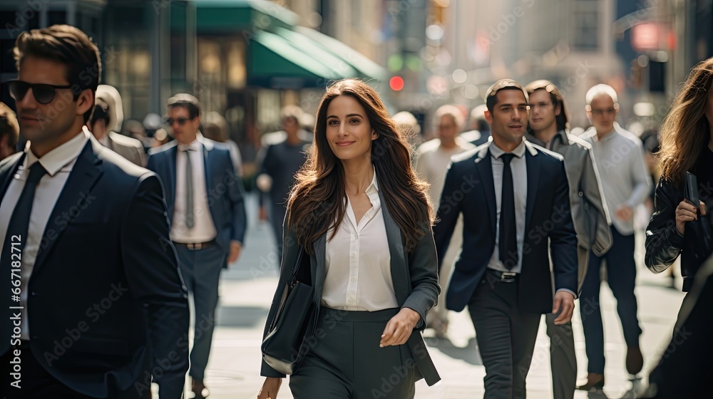 © Nick - a group of people walking down a street