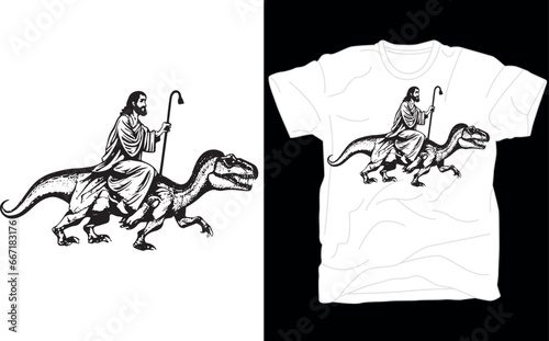 Jesus Riding Dinosaur T Shirt, xmas,Funny Offensive T Shirt