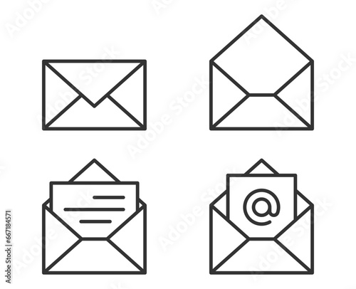 Set envelop icons letter. Envelope icon vector template. Mail symbol element. Mailing sign for web or print design.