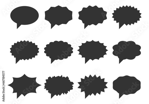 Set talk bubbles speech vector. Blank empty bubble icon design elements. Chat on line symbol template. Collection dialogue balloon stickers silhouette. 