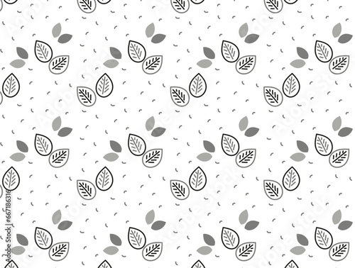 Doodle simple Abstract leaf line doodle seamless pattern.  Leaf background vector.