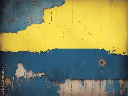 Old paper painted in Ukraine flag colors. AI generated illustration