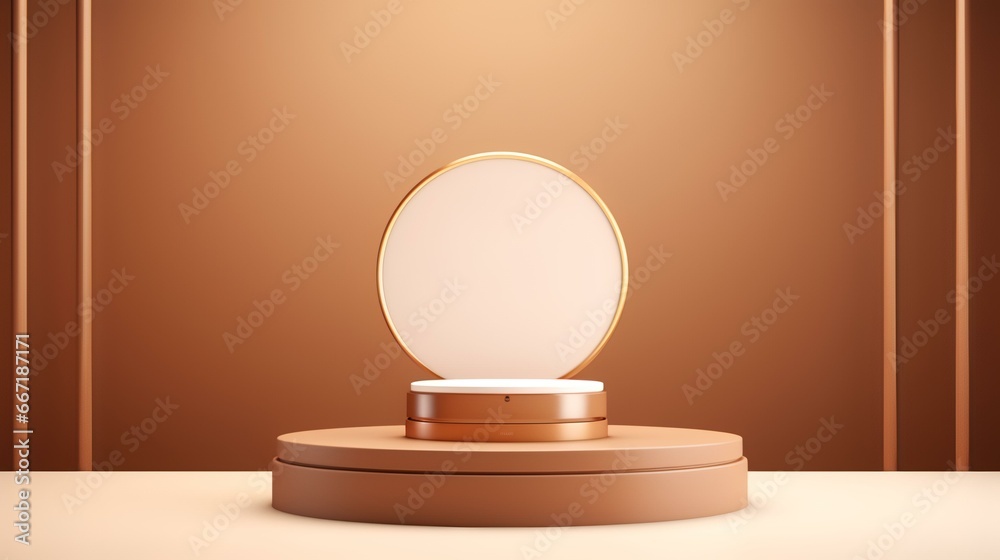 3D illustration of a pedestal podium with brown color