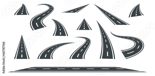 Set street and road vector template isolated on background.