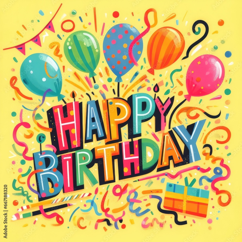 Happy birthday card with balloons. Happy birthday card with balloons.