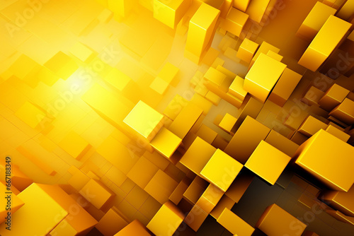 abstract 3d illustration of cubes in yellow and black color background