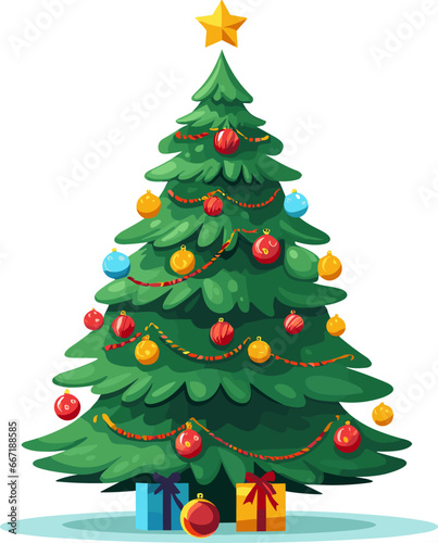 flat modern vector christmass tree new year gift. AI generated illustration