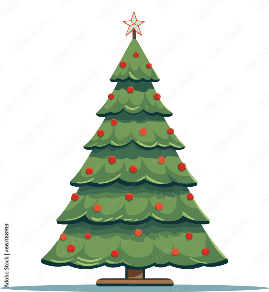 Christmas tree in a flat style. Abstract christmas tree. Vector graphics. New Year. AI generated illustration