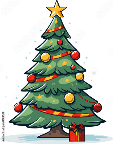 flat modern vector christmass tree new year gift. AI generated illustration
