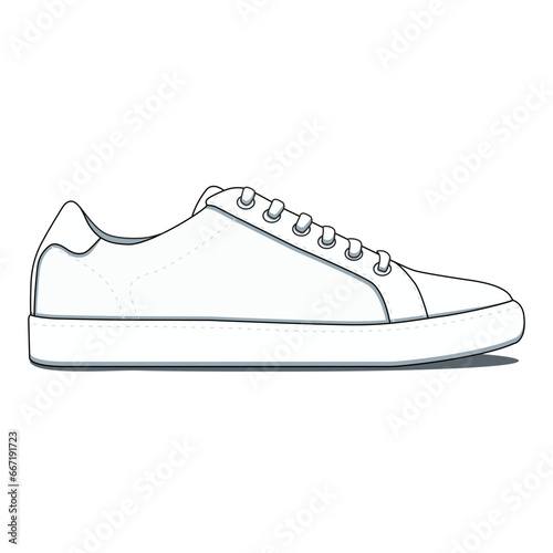 sneakers isolated on white background, white shoes sneaker, slip on style, shoes for running, walking, skateboard, fitness, fashion canvas or leather sneakers, sport shoes, vector Illustration