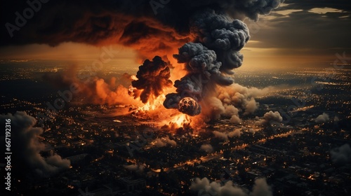 massive bomb Over City World War III