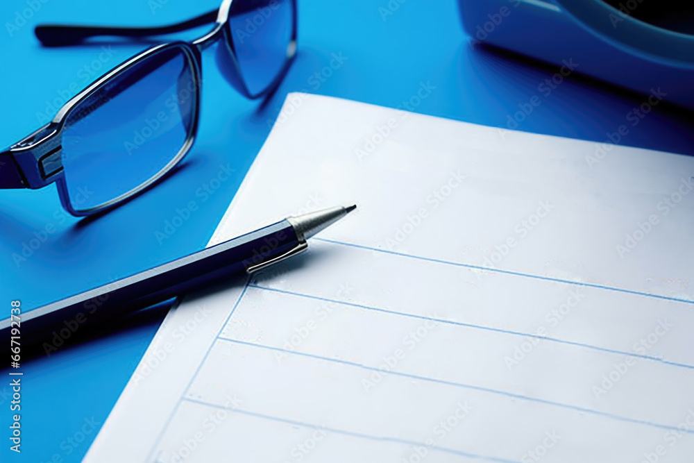 Blue Monday concept with paper notes on desktop, AI Generated Blue Monday concept with paper notes on desktop, AI Generated