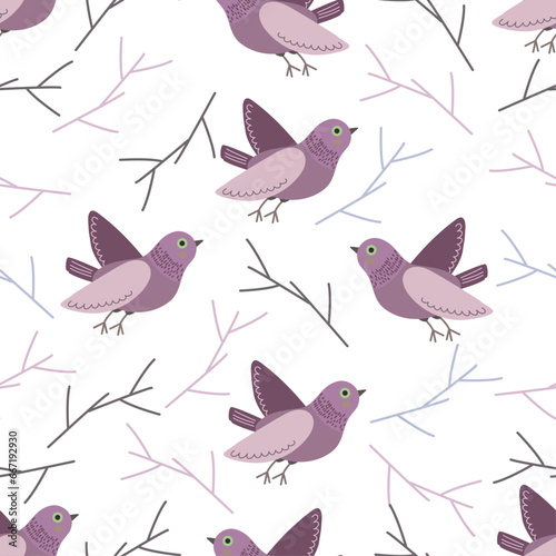 pattern Cartoon Funny Pigeon bird. Flat character design 4