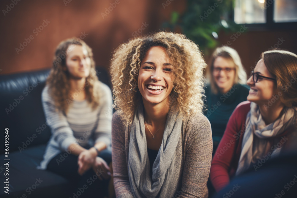 Professional therapist conducting a group women session, showing genuine compassion and emphasizing the importance of mental health and counseling Professional therapist conducting a group women session, showing genuine compassion and emphasizing the importance of mental health and counseling