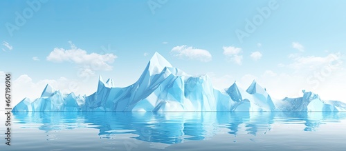 Design of a Artificial Intelligence glacier scene with floating ice stage on sea surface neutral background for showcasing icy product