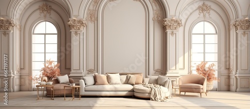 Fotografie, Obraz Architect s concept incomplete project transformed into elegant classic living r