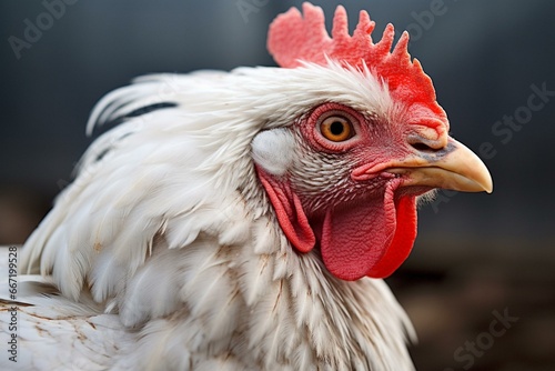 Close-up of a chicken from a free-range poultry farm. Generative AI