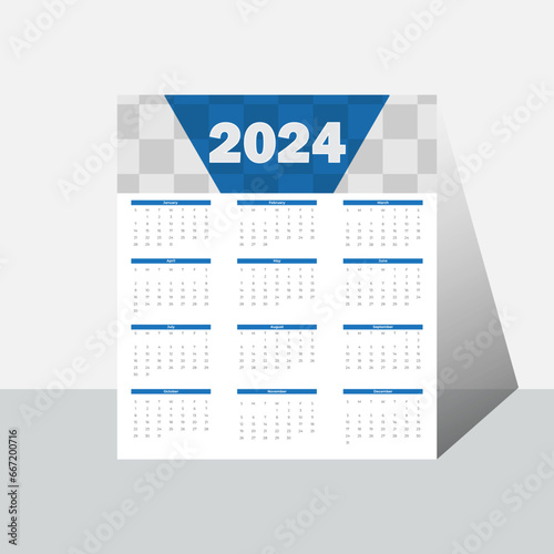 Monthly calendar template for 2024 year.