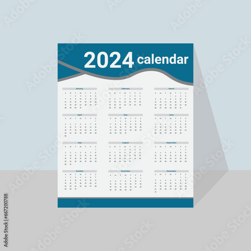 Monthly calendar template for 2024 year.