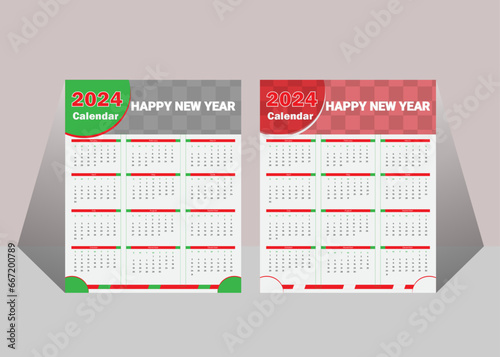 Monthly calendar template for 2024 year.