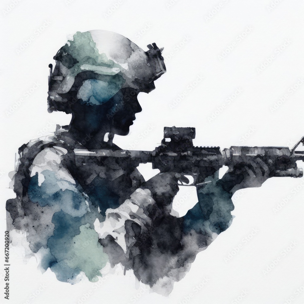 Silhouette of a soldier illustration. Silhouette of a soldier illustration.