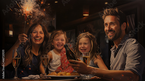 family celebrates new year's eve