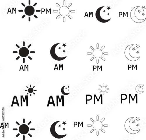 AM and PM symbol icon illustration. Vector Illustration.AM and PM symbol icon illustration. Vector Illustration.Print ready vector design for Tshirt, Mug and printing item. bundle design .