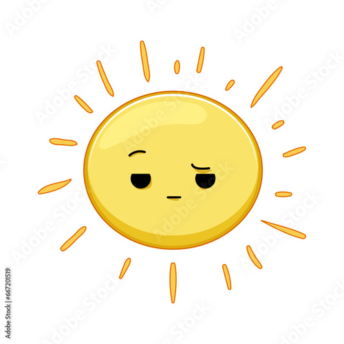 smile sun character cartoon. print vintage, fun poster, comic face smile sun character sign. isolated symbol vector illustration