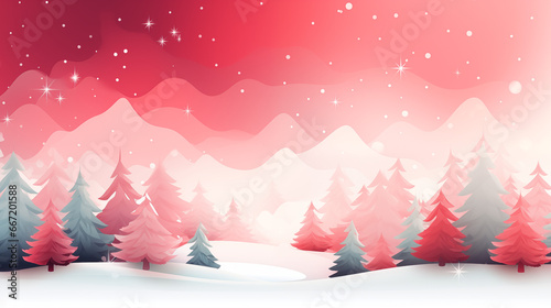 Christmas background with Christmas trees, banner, place for design
