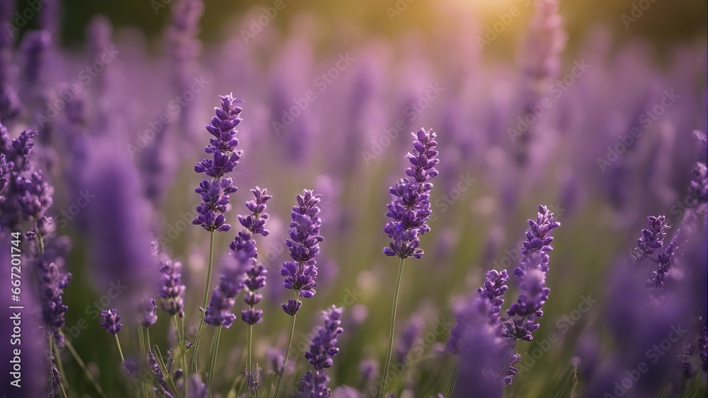 Lavender. Blooming fragrant lavender flowers on a field, closeup. Violet background of growing laven Lavender. Blooming fragrant lavender flowers on a field, closeup. Violet background of growing laven