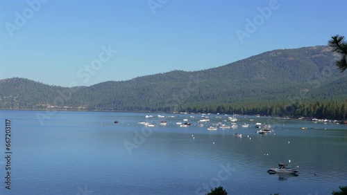 Amazing landscape footage of lake Tahoe daytime summer 