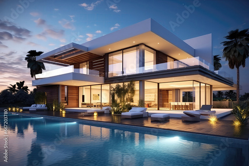 Luxury Home With Contemporary Design, Pool, And Beautiful Interior © Anastasiia