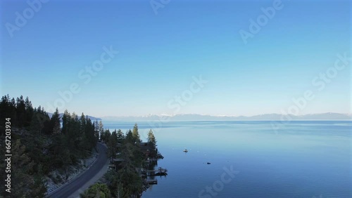 Amazing landscape footage of lake Tahoe daytime summer 