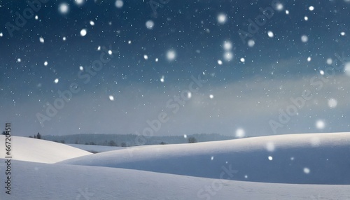beautiful ultrawide background image of light snowfall falling over of snowdrifts © Mary