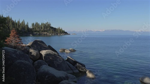 Amazing landscape footage of lake Tahoe daytime summer 