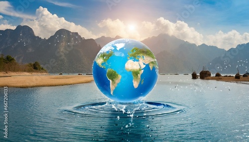 world water day concept with world in clean water